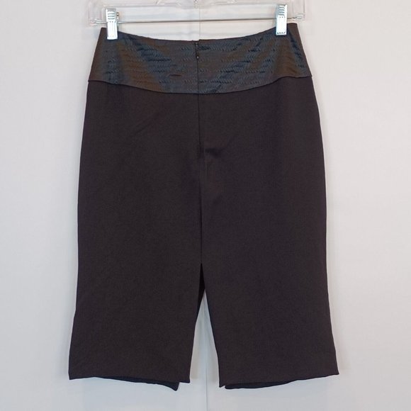 L'AGENCE WMNS Sz 6 Black Front Slit Pencil Skirt Woven Band High Waisted Modern - Picture 6 of 16